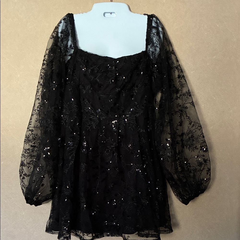 Forever 21 Black Sequin Long Sleeve Dress